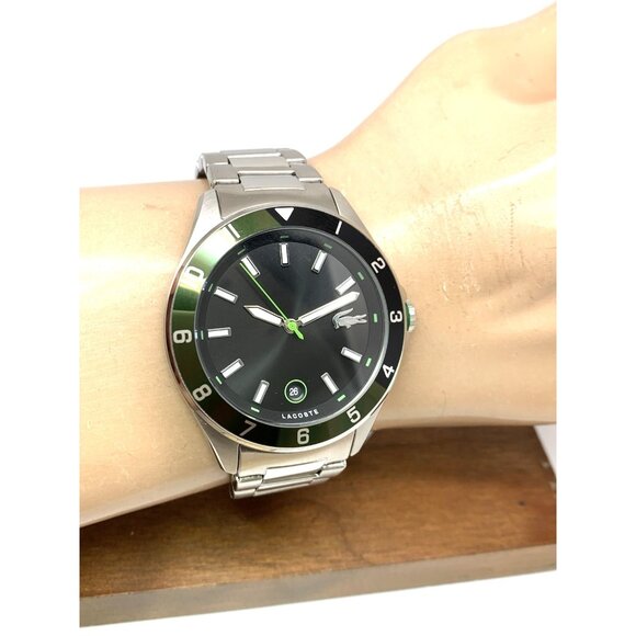 Lacoste Men's Watch 2011129 Quartz Black Dial Silver Stainless Steel 43mm - Picture 10 of 13